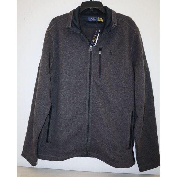 Polo Ralph Lauren Men's Sz XL Gray Heather L/S Full Zip Fleece Jacket $168 - Picture 1 of 10
